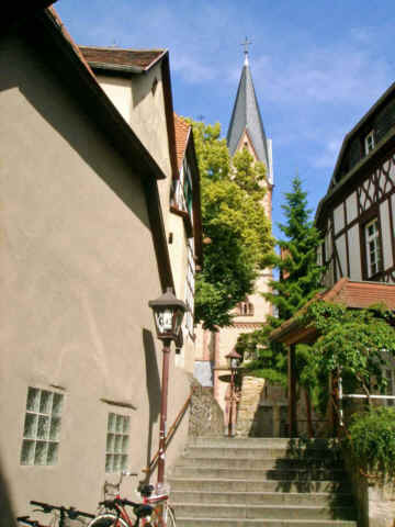 Verwinkelte Gassen in der Heppenheimer Altstadt